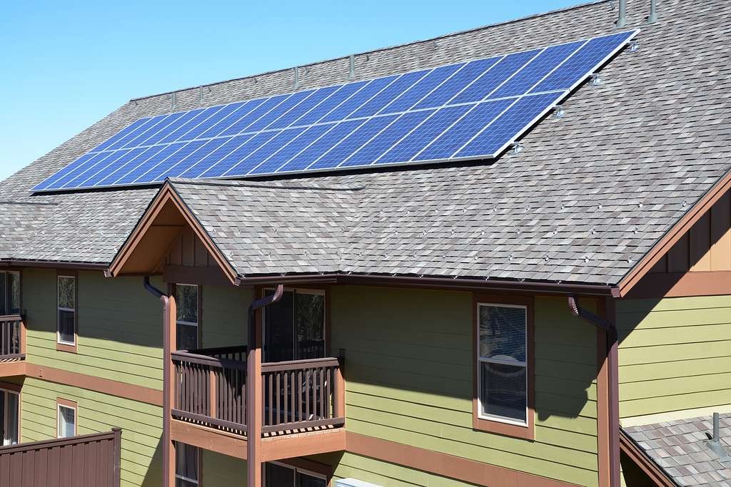 Solar panels on residential home roof example